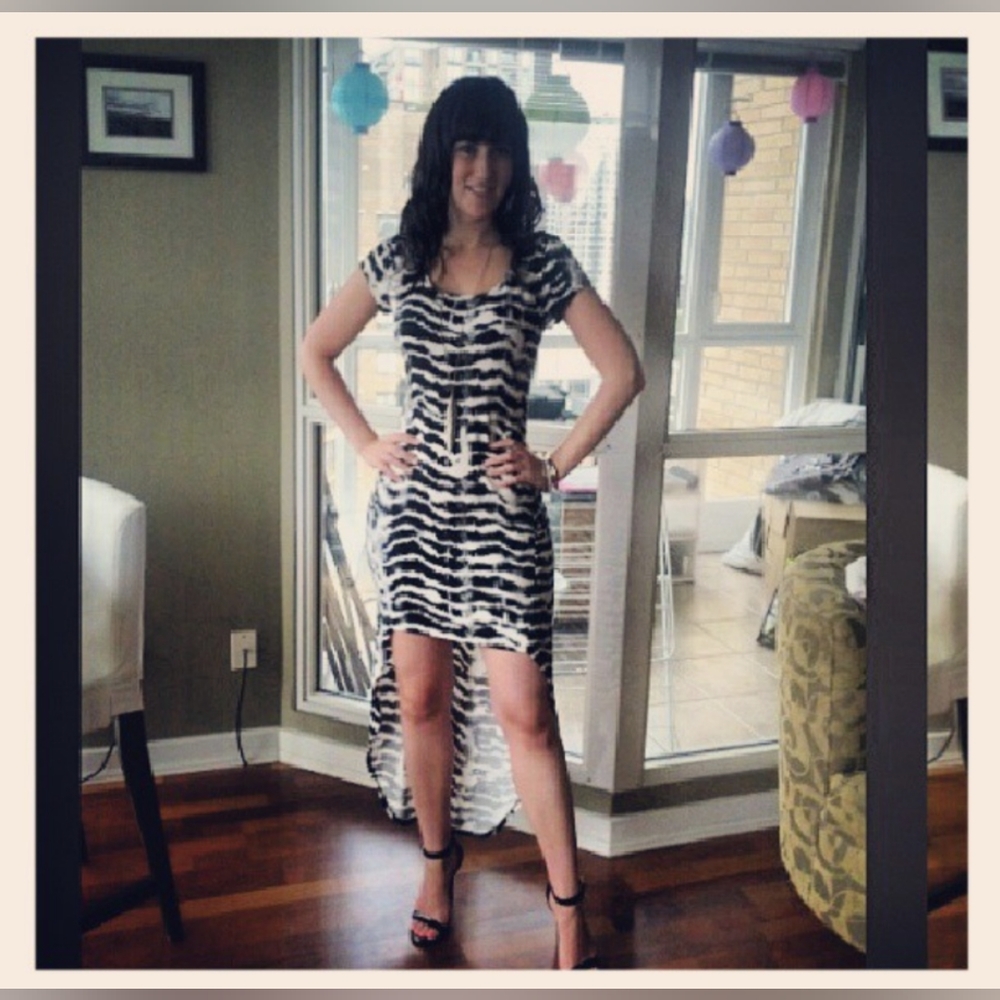 Guess high-low Zebra print dress